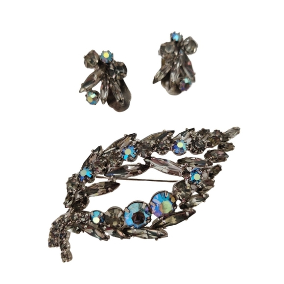 Dazzling Smoky Topaz Crystal Brooch and Earrings Juliana Style - Picture 8 of 15